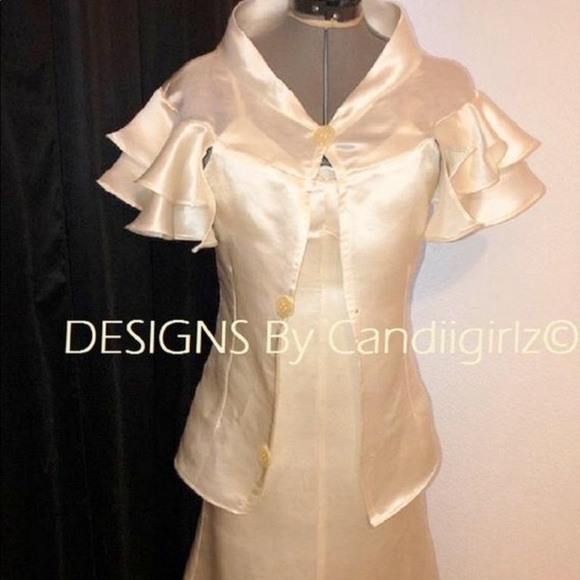 SALE!! 2 pc 1930s ins Silk Satin Linen Gown dress - Picture 6 of 8